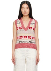 GANNI Red Jacquard Vest