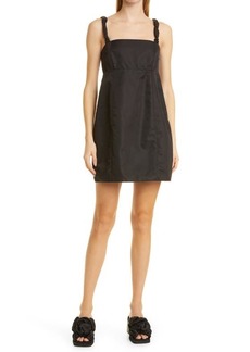 Ganni Ruched Strap Recycled Nylon Minidress in Black at Nordstrom