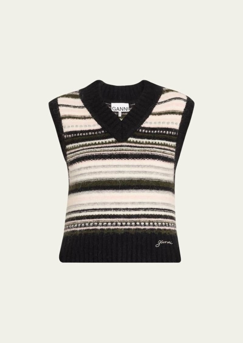 Ganni Soft Wool Stripe Sweater Vest