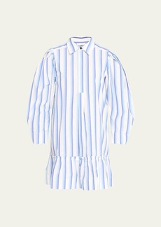 Ganni Stripe Cotton Mini Shirtdress