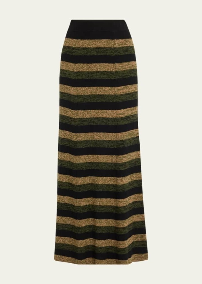 Ganni Stripe Merino Maxi Skirt