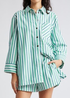 Ganni Stripe Organic Cotton Button-Up Shirt