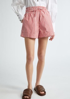 Ganni Stripe Organic Cotton Shorts