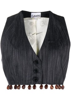 GANNI Striped crop vest