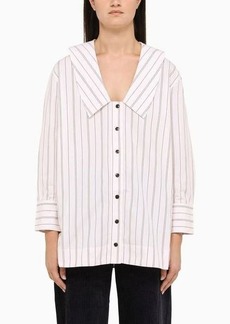 GANNI Striped shirt with a maxi collar