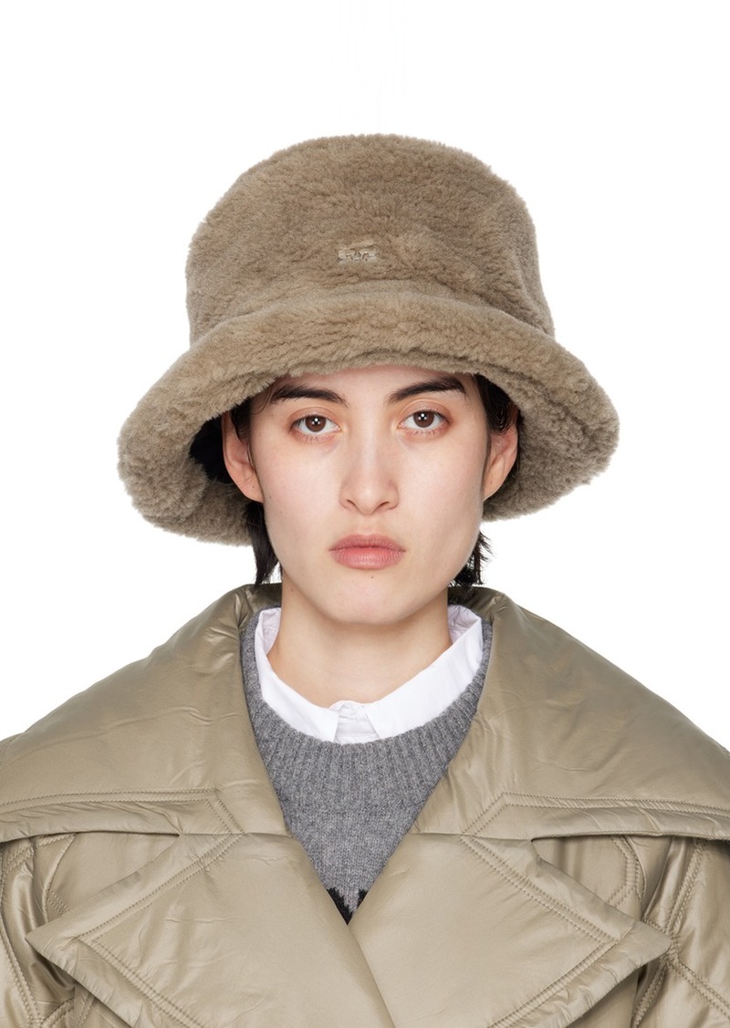 GANNI Taupe Fluffy Tech Bucket Hat