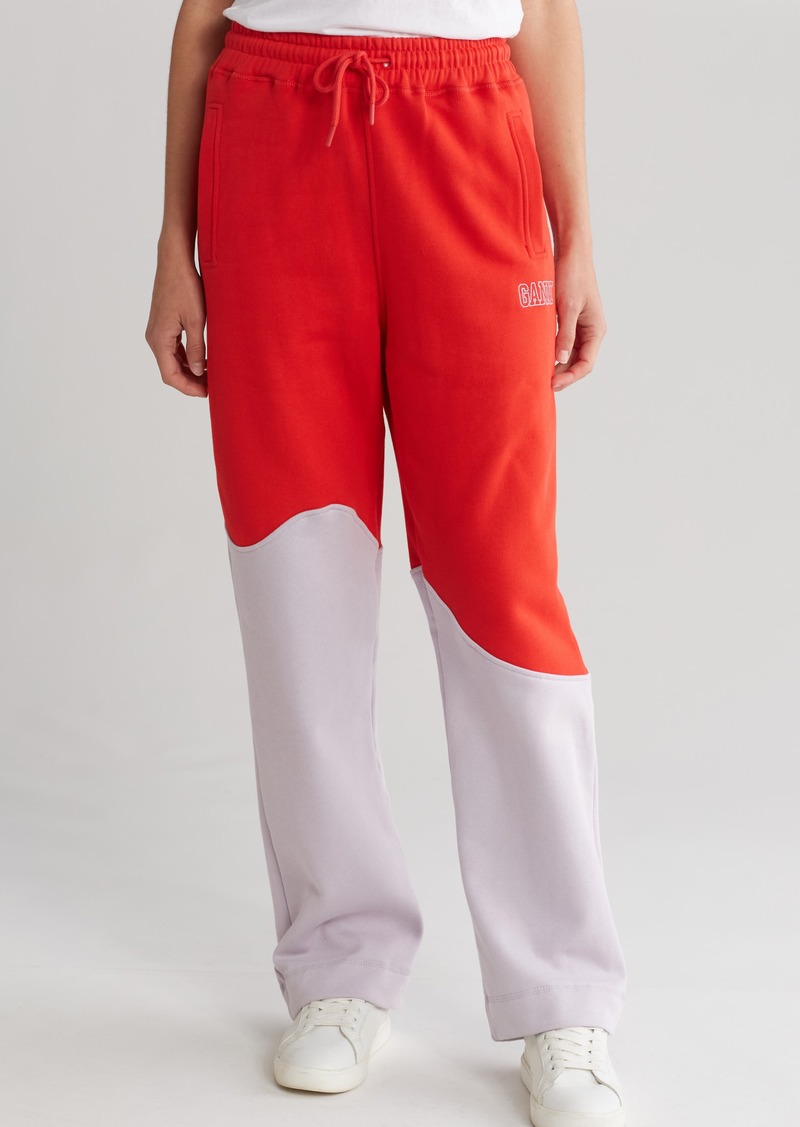 Ganni Wave Colorblock Cotton Pants in Misty Lilac at Nordstrom Rack