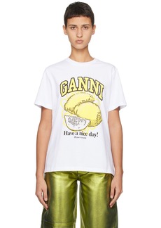 GANNI White Lemon T-Shirt