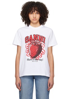 GANNI White Strawberry T-Shirt