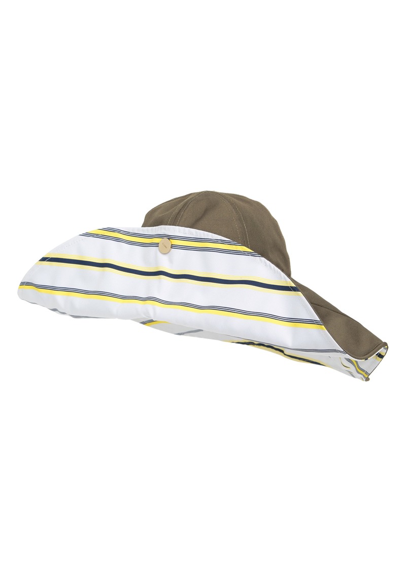 Ganni Wide Brim Sun Hat in Mix Stripe Yellow/Pear at Nordstrom Rack