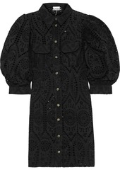 GANNI - Sandrose broderie anglaise cotton mini shirt dress - Black - DE 38