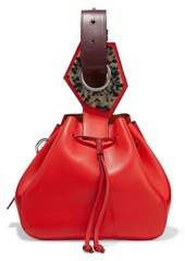 Ganni Woman Embellished Leather Bucket Bag Red
