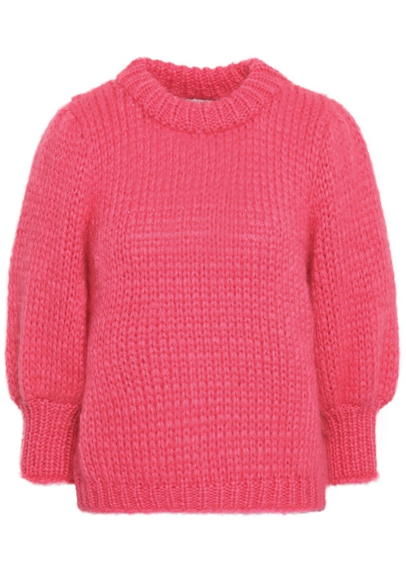 Ganni Woman Julliard Mohair And Wool-blend Sweater Pink