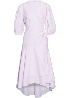 GANNI - Layered floral-print cotton-poplin midi wrap dress - Pink - FR 32
