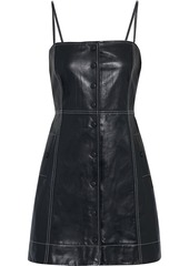 Ganni Woman Leather Mini Dress Black