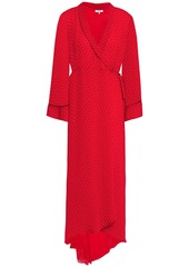 Ganni Woman Asymmetric Leopard-print Georgette Midi Wrap Dress Tomato Red