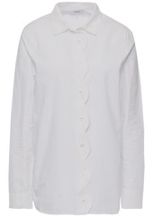 Ganni Woman Olayan Scalloped Cotton-poplin Shirt White