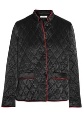 Ganni Woman Quilted Satin Jacket Black
