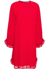 Ganni Woman Ruffle-trimmed Printed Georgette Mini Dress Red