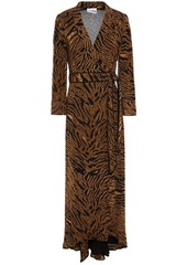 Ganni Woman Tiger-print Georgette Maxi Wrap Dress Animal Print
