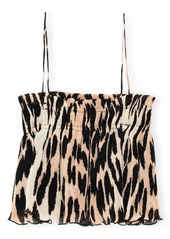 Ganni Women's Leopard Print Pleated Camisole in Maxi Leopard at Nordstrom