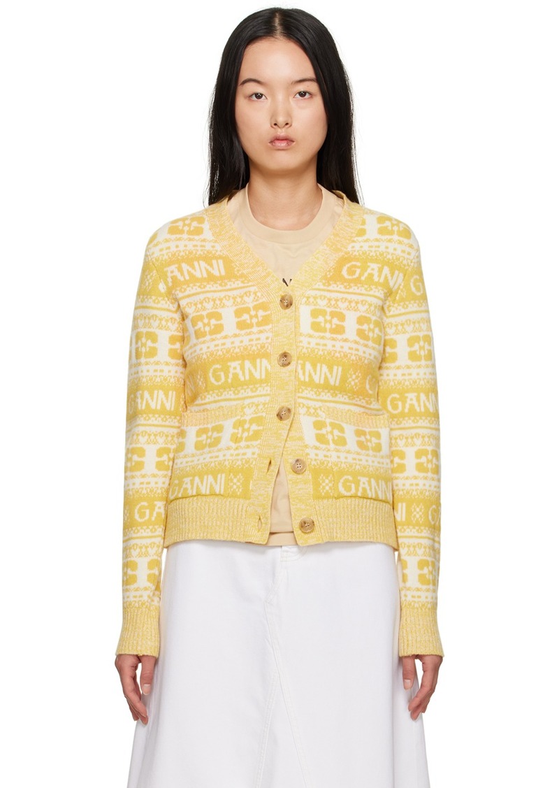 GANNI Yellow Button Cardigan