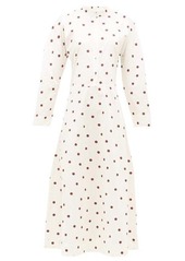 Ganni Zipped-front polka-dot cotton-poplin dress