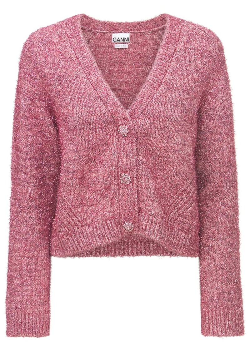 Ganni Glitter Knit Embellished Cardigan | Sweaters