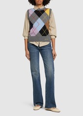 Ganni Harlequin Wool Blend Knit Vest