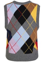 Ganni Harlequin Wool Blend Knit Vest