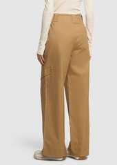 Ganni Herringbone Canvas Mid Waist Pants