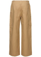 Ganni Herringbone Canvas Mid Waist Pants