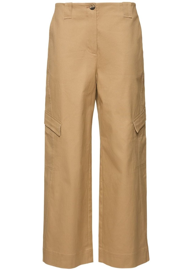 Ganni Herringbone Canvas Mid Waist Pants