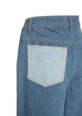Ganni High Rise Cotton Denim Cargo Jeans