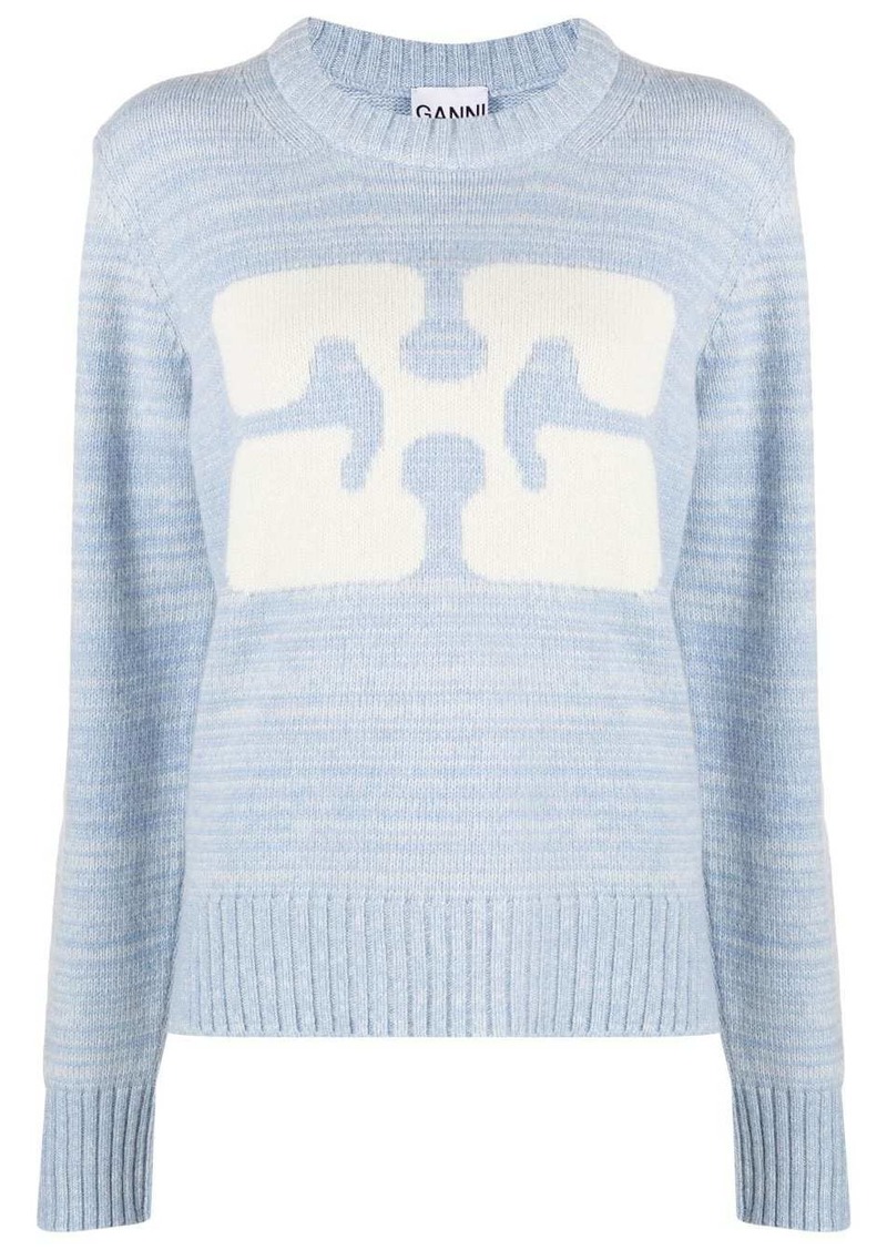 Ganni intarsia-knit logo jumper