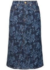 Ganni Lazer Cotton Denim Midi Skirt