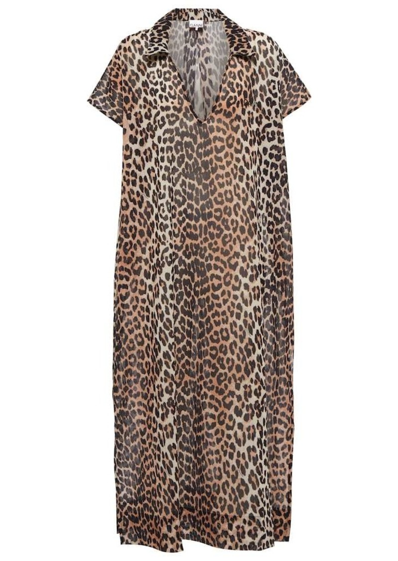 Ganni Leopard-print cotton kaftan