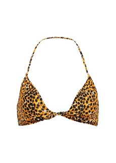 Ganni Leopard print halterneck bikini top