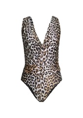 Ganni Leopard-Print One-Piece Swimsuit