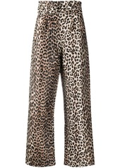 Ganni leopard-print paperbag trousers