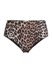 Ganni Leopard-Print Recycled Crisp Bikini Bottom