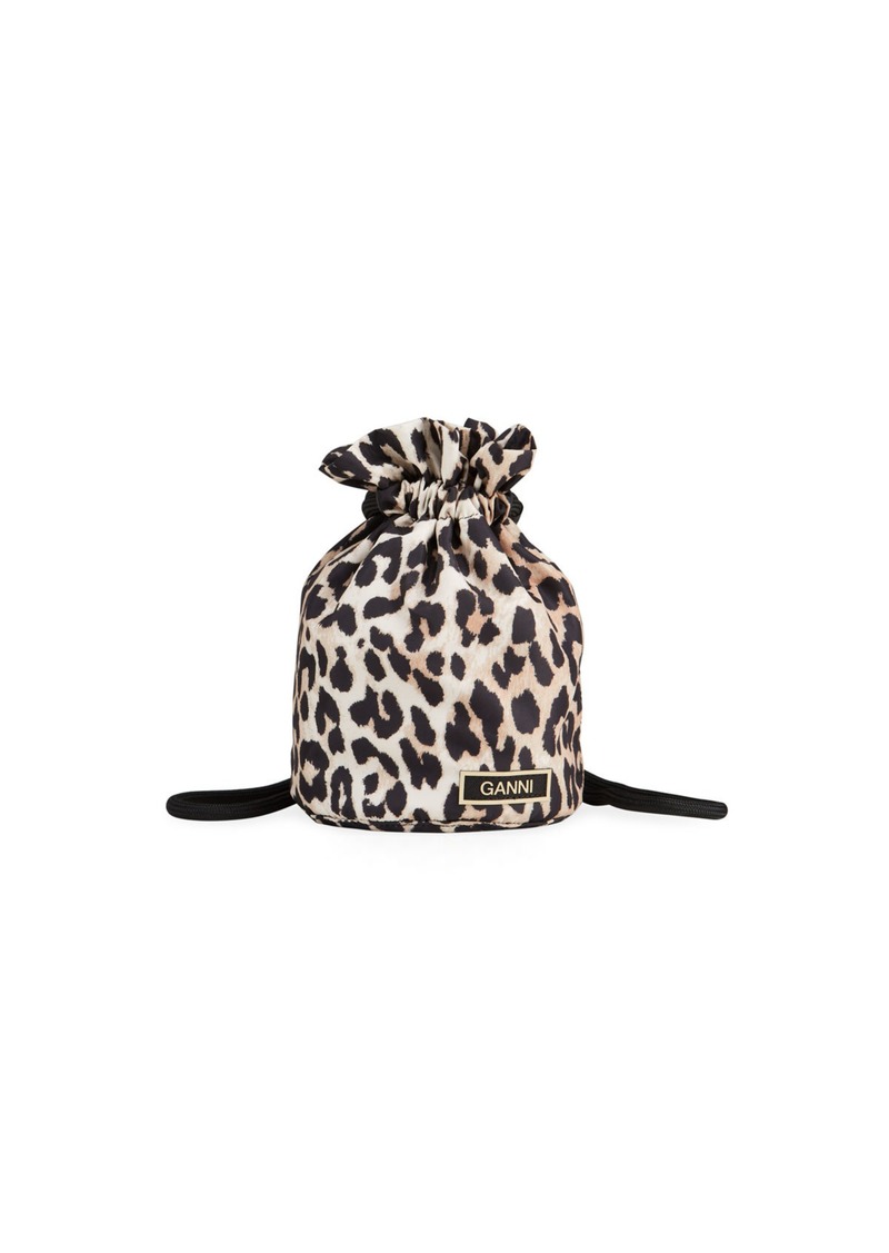 GANNI Leopard-print recycled shell shoulder bag