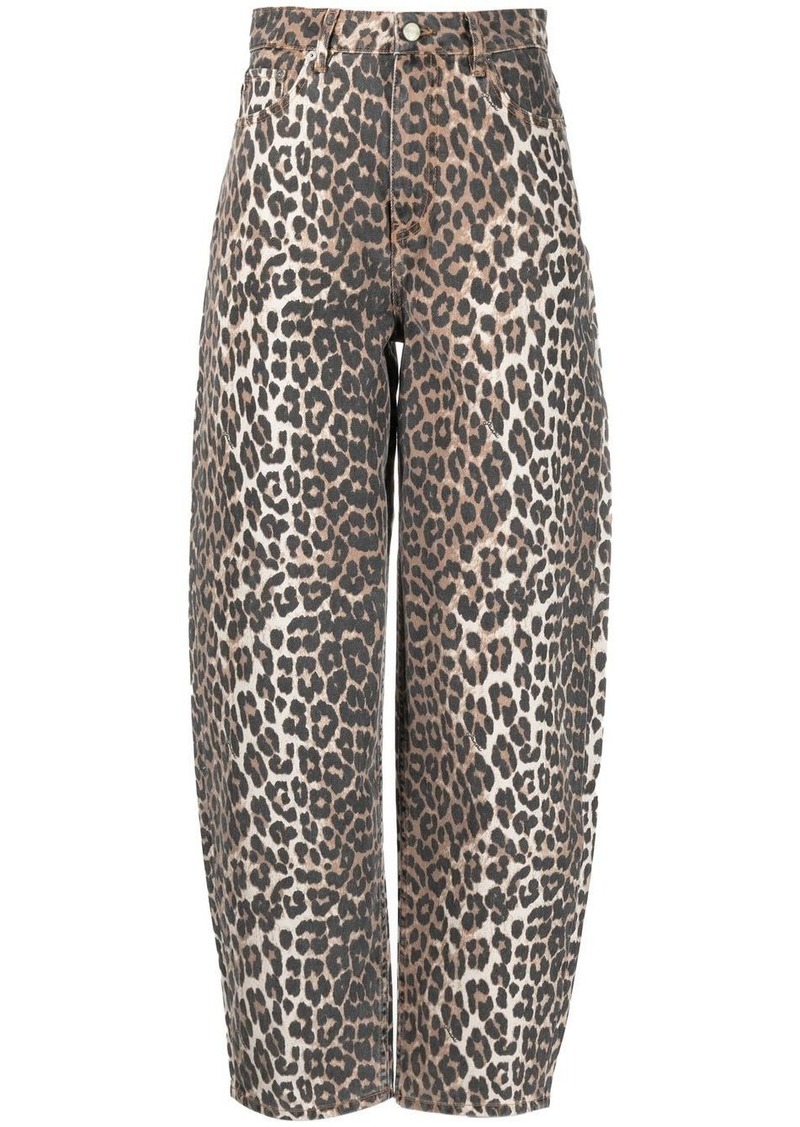 Ganni leopard-print tapered jeans