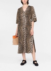 Ganni leopard-print tied-waist midi dress