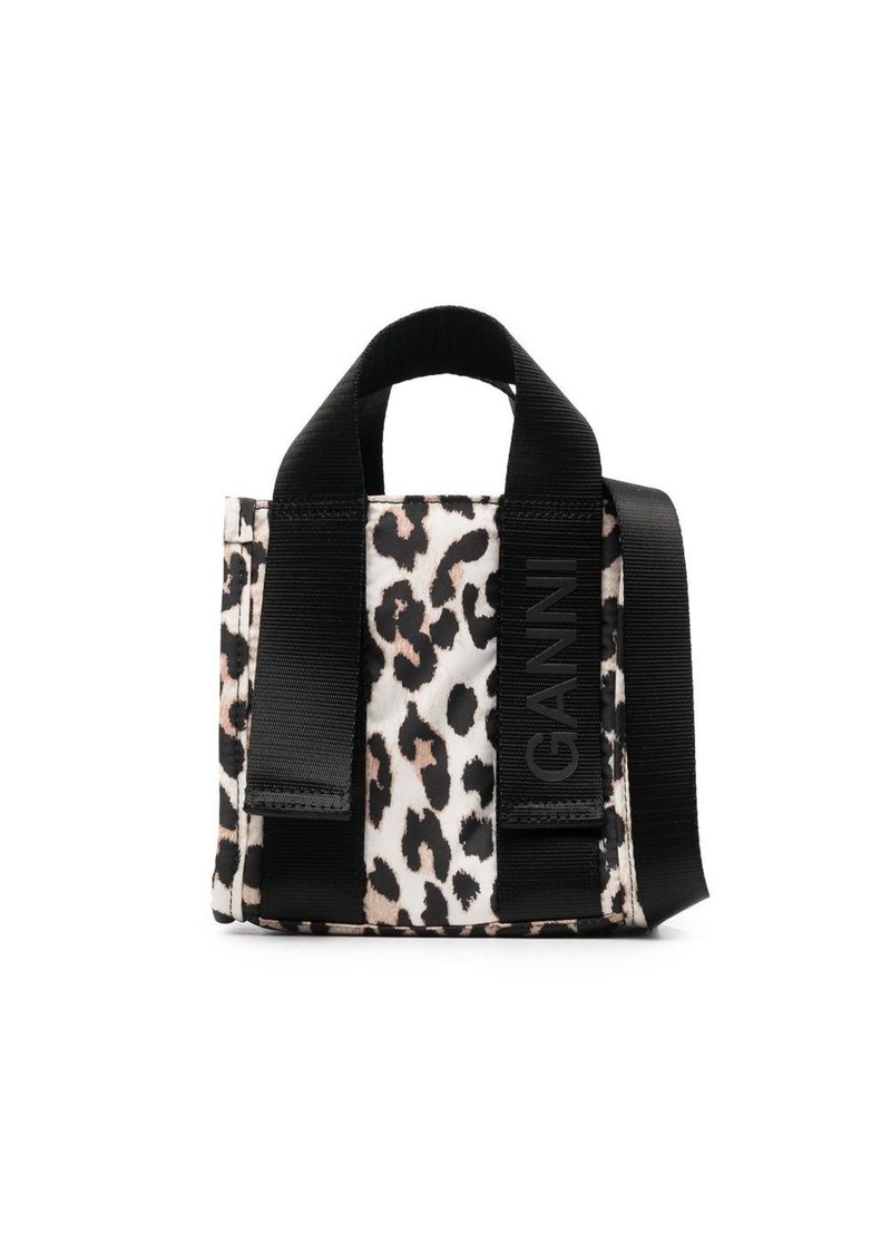 Ganni leopard-print tote bag