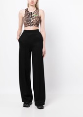 Ganni leopard-print zip-up crop top