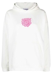 Ganni logo-appliqué organic cotton hoodie