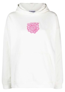 Ganni logo-appliqué organic cotton hoodie