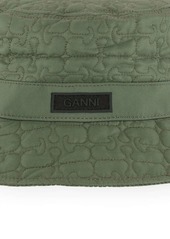 Ganni logo-patch quilted bucket hat