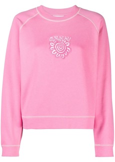 Ganni logo-print cotton sweatshirt